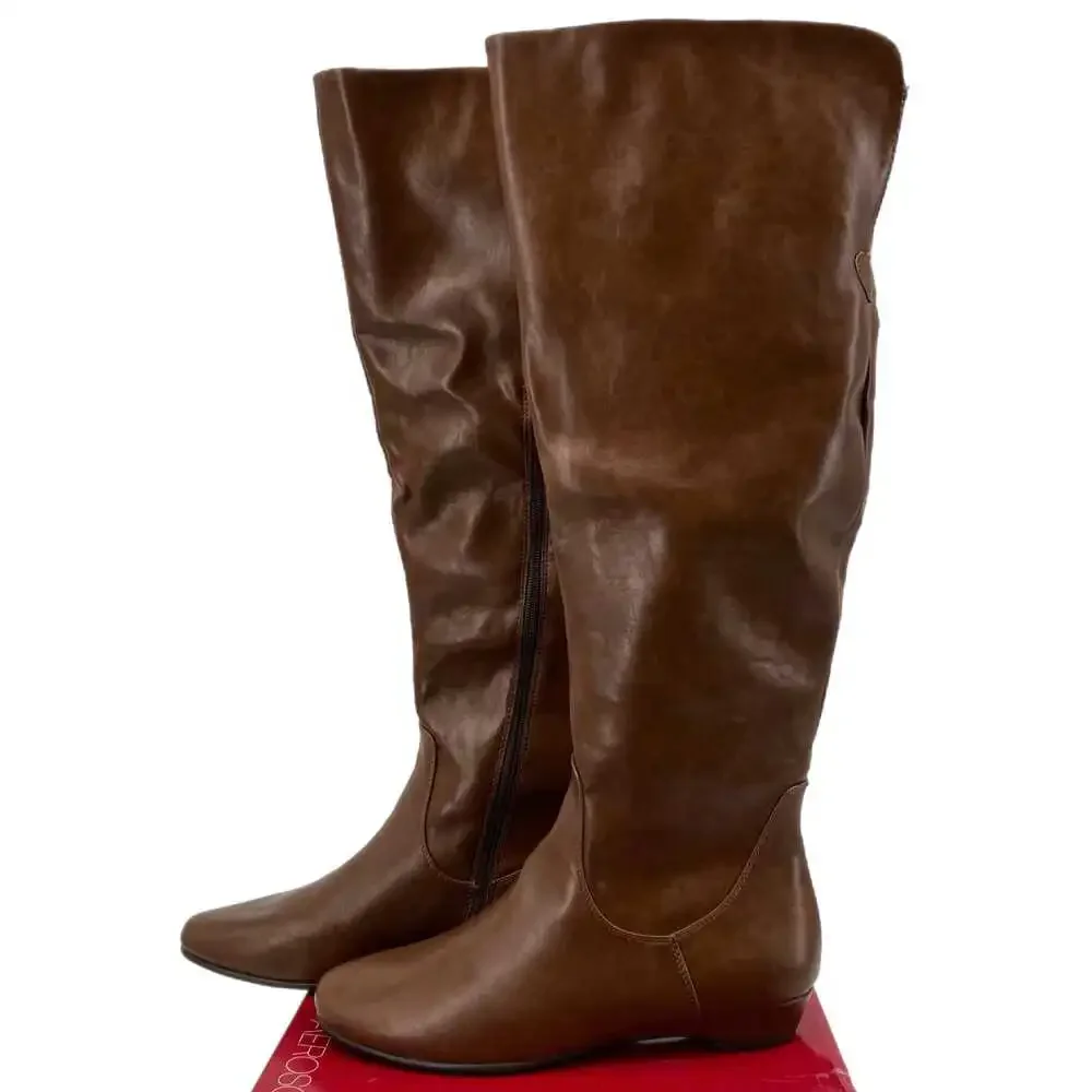 AEROSOLES Brown Wedge Over the Knee Boots | Size 9.5